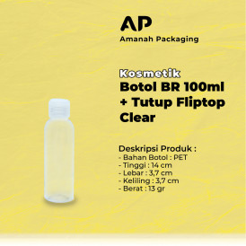 Botol BR 100ml + Tutup Fliptop Clear