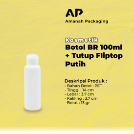 Botol BR 100ml + Tutup Fliptop Putih