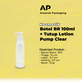 Botol BR Clear 100ml + Tutup Lotion Pump