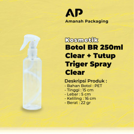 Botol BR 250ml Clear + Tutup Triger Spray Clear