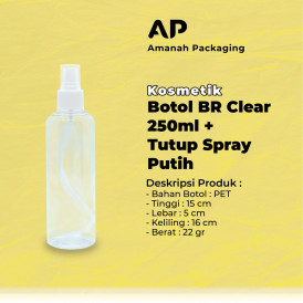 Botol BR Clear 250ml + Tutup Triger Spray Putih