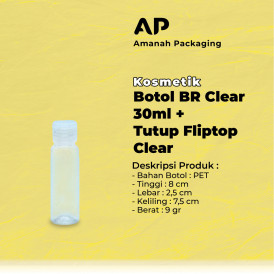 Botol BR Clear 30ml + Tutup Fliptop Clear