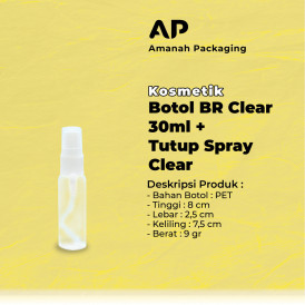 Botol BR Clear 30ml + Tutup Spray Clear
