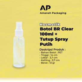 Botol BR Clear 100ml + Tutup Spray Putih