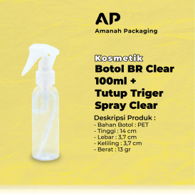 Botol BR Clear 100ml + Tutup Triger Spray Clear